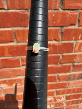 Opal Oval Solitaire Ring in White with Silver Band #10